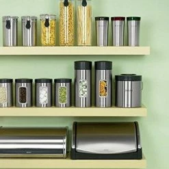 Brabantia Voorraadbus - 1,4 L - Matt Steel Fingerprint Proof / Matt Black Deksel - Met Venster -BISSELL-Winkel 550x692 2