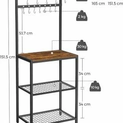 IN-HOMEXL IN.HOMEXL Washon - Keukentrolley -Keukenkast - Keukenrek Staand - Industrieel - Bruin - Zwart - 60 X 40 X 151.5 Cm -BISSELL-Winkel 550x693 3