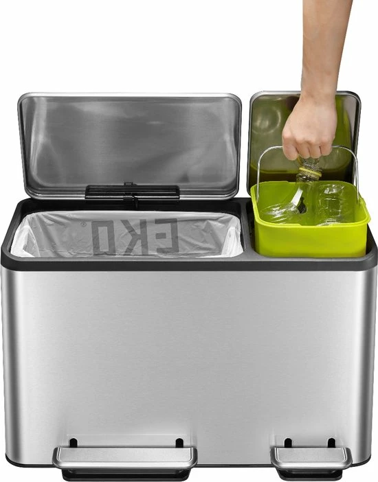 EKO EcoCasa Recycle Prullenbak - 30 + 15 L - Mat RVS 7 EKO EcoCasa Recycle Prullenbak - 30 + 15 L - Mat RVS - Afbeelding 5