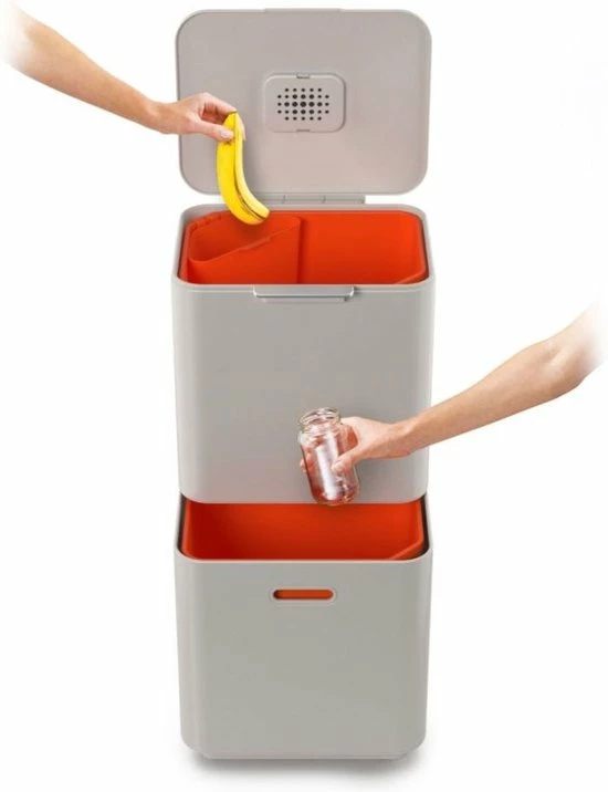 Joseph Joseph Intelligent Waste Prullenbak Totem 2.0 Recycler - 60 L - Stone Wit 14 Joseph Joseph Intelligent Waste Prullenbak Totem 2.0 Recycler - 60 L - Stone Wit - Afbeelding 12