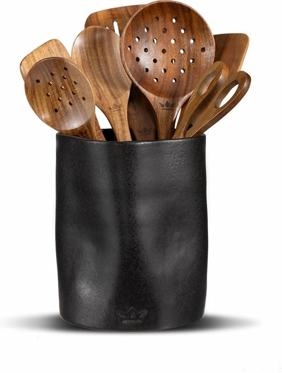 Dutchdeluxes - Keukengereihouder, Dented Crock, Keramiek - Zwart 3 Dutchdeluxes - Keukengereihouder, Dented Crock, Keramiek - Zwart