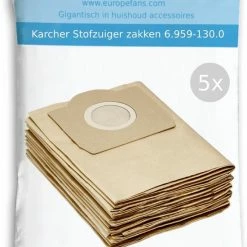 Europefans 5x Karcher Stofzuigerzakken 6.959-130.0 Stofzakken Stofzuiger Zak Kärcher WD3 / MV 3 / A 22 / A 25 / A26 / SE 4001