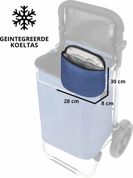 Shoppingcruiser ® ‘Allround’ Boodschappentrolley | Boodschappenwagen Met Koelvak | Afneembare Schoudertas | Waterafstotend | Blauw 10 Shoppingcruiser ® ‘Allround’ Boodschappentrolley | Boodschappenwagen Met Koelvak | Afneembare Schoudertas | Waterafstotend | Blauw - Afbeelding 8