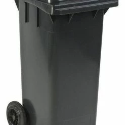 Merkloos Kliko Kunststof Afval Rolcontainer Mini - Prullenbak - 120 Liter Inhoud - Grijs